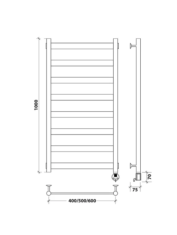 Электрический полотенцесушитель Secado Комано 2 из нержавеющей стали, черный