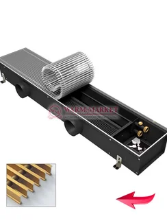 Конвектор внутрипольный Varmann Ntherm Air без вентилятора c алюминиевой решеткой цвета латуни