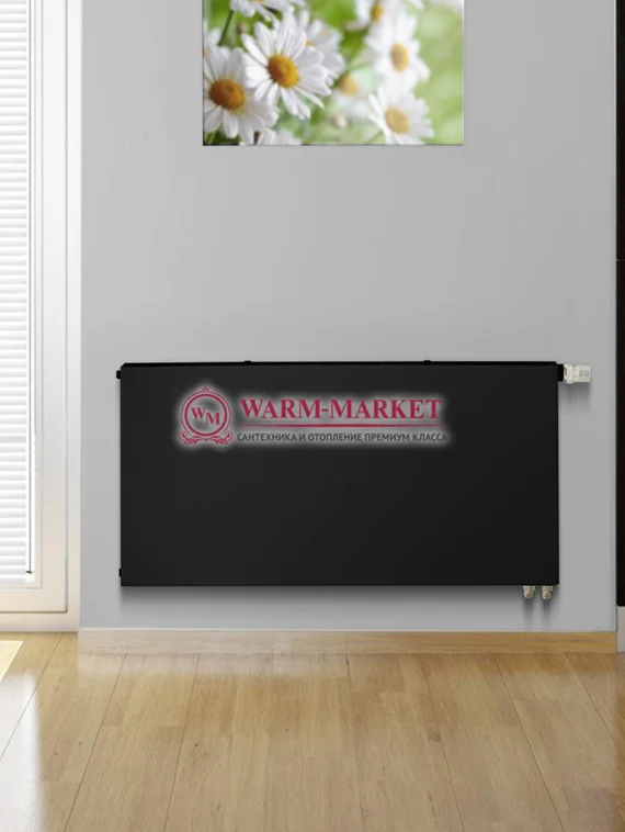 Dia Norm Plan Ventil Compact FCV 33, высотой 500 мм - гладкий панельный радиатор c нижним подключением черный