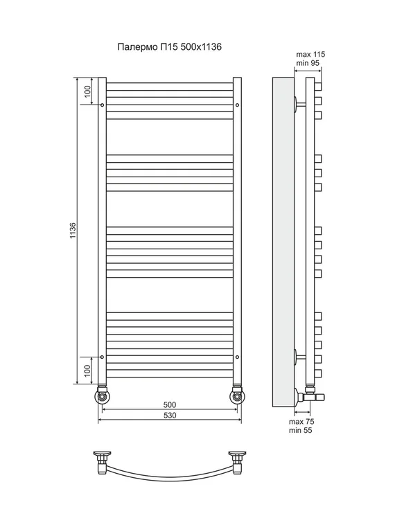 Палермо П15 - электрический полотенцесушитель, черный
