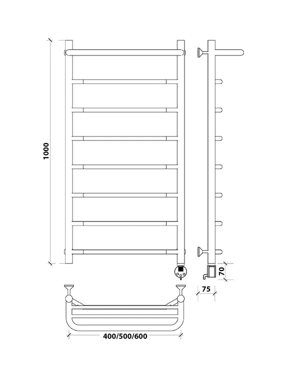 Электрический полотенцесушитель Secado Агата 1 СП из нержавеющей стали