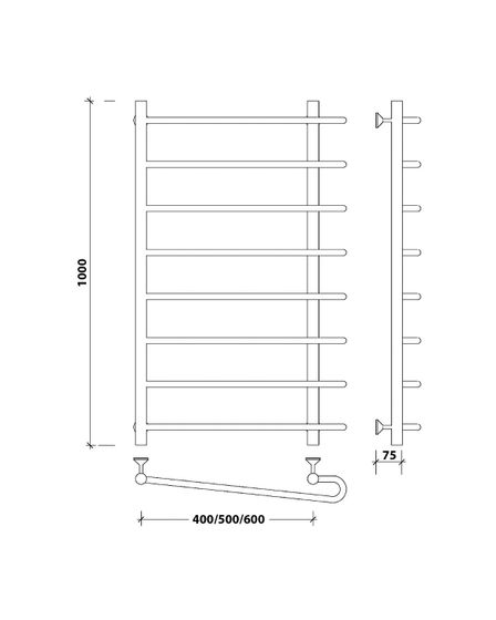 Водяной полотенцесушитель Secado Венеция 2 из нержавеющей стали