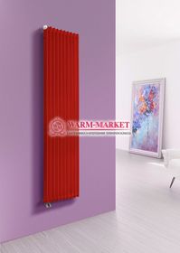 Трубчатый вертикальный радиатор Dia Norm 2180 двухтрубный нижнее правое/левое подключение  красного цвета
