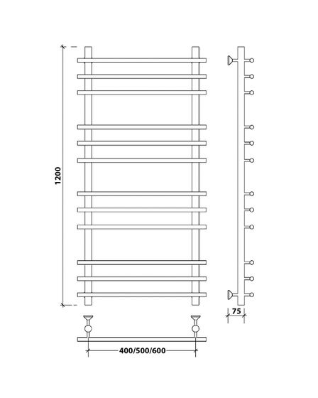 Водяной полотенцесушитель Secado Турин + из нержавеющей стали