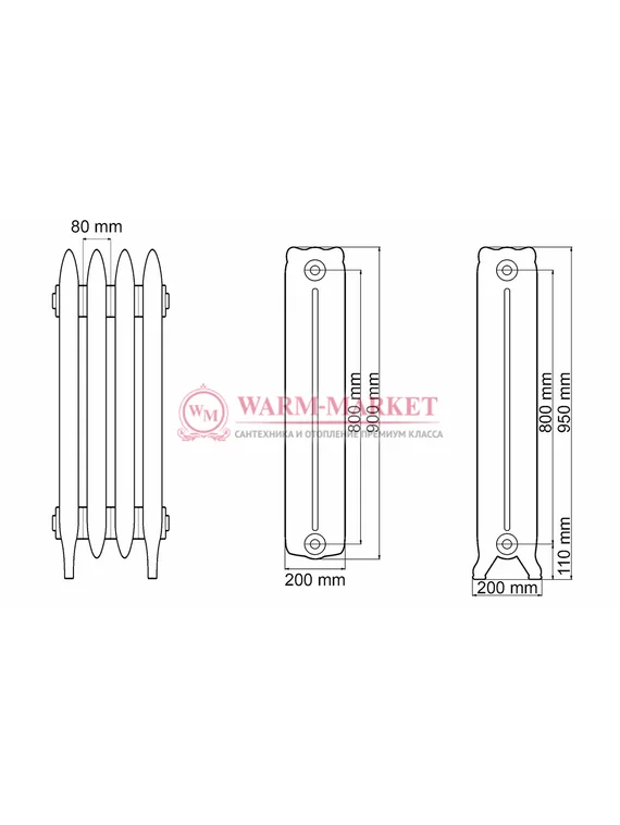Чугунный радиатор Demir Dokum Nostalgia 800