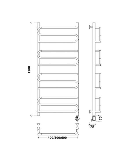 Электрический полотенцесушитель Secado Валенсия 2 из нержавеющей стали