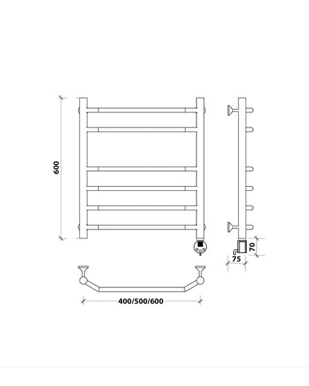 Электрический полотенцесушитель Secado Агата 5 из нержавеющей стали