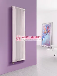 Вертикальный трубчатый радиатор Purmo Delta Lazerline 2180-12 секций, двухтрубный нижнее правое/левое подключение с вентилем.