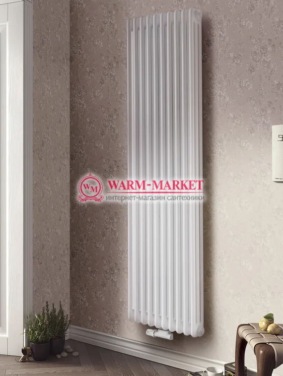 Вертикальный трубчатый радиатор Purmo Delta Lazerline 3180-10 секций, трехтрубный с нижним центральным подключением