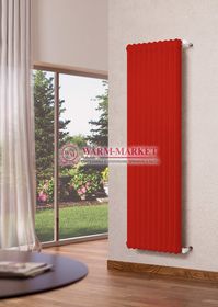 Трубчатый вертикальный радиатор Dia Norm 3180 трехтрубный с боковым подключением красного цвета