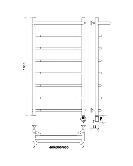 Электрический полотенцесушитель Secado Агата 1 СП из нержавеющей стали