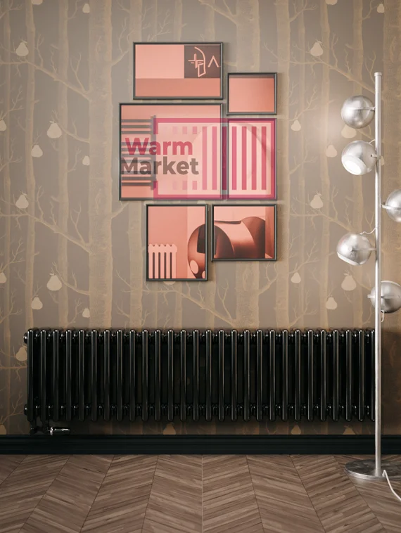 Трубчатый радиатор Solira 3020 N69 твв нижнее подключение с термостатикой, черный (RAL 9005)