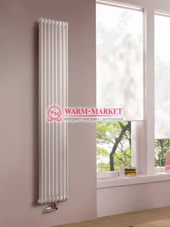 Вертикальный трубчатый радиатор Purmo Delta Lazerline 2180-8 секций, двухтрубный с нижним центральным подключением.
