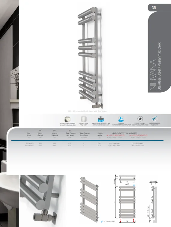 Nirvana Mat-дизайнерский полотенцесушитель из матовой полированной нержавеющей стали