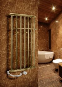 Laris Bronze - бронзовый электрический полотенцесушитель с крючками и полочкой
