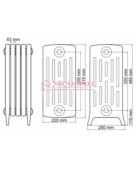 Чугунный радиатор Demir Dokum Tower 6049