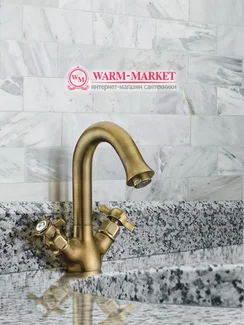 Elg Bronze 019 - бронзовый смеситель для умывальника двухвентильный