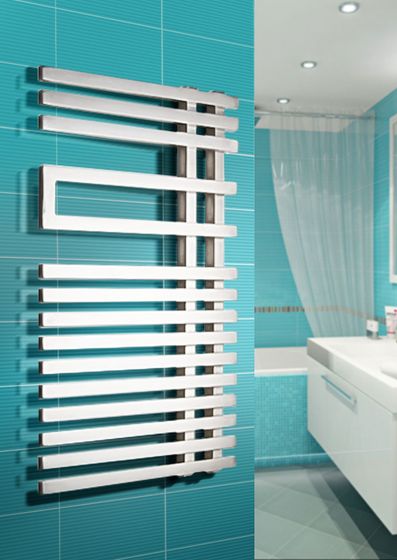 Emilia - водяной дизайн полотенцесушитель оригинальной формы с квадратным профилем белый