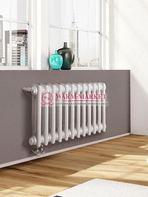 Трубчатый радиатор Dia Norm 2057-12 секций, двухтрубный с нижним правым/левым подключением с вентилем.