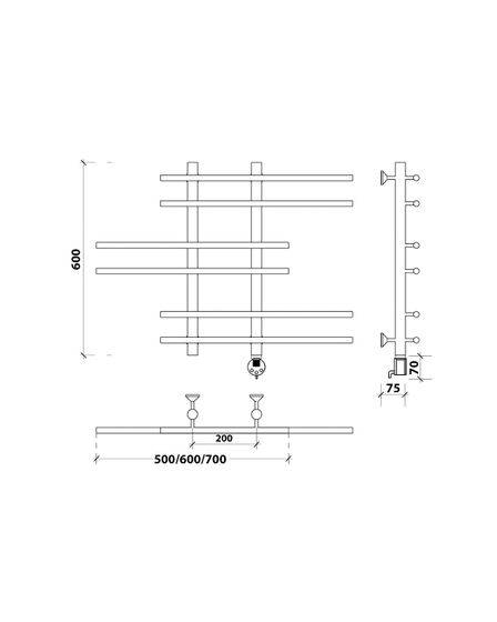 Электрический полотенцесушитель Secado Турин 5 из нержавеющей стали