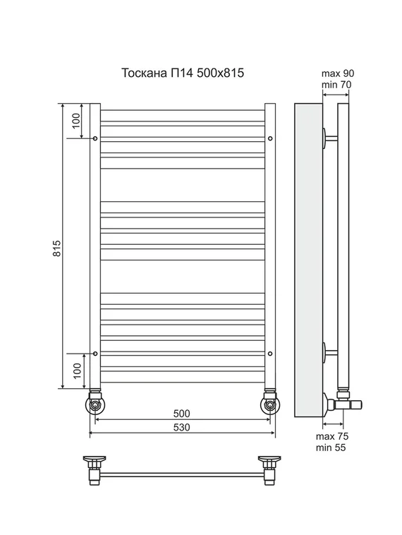 Тоскана П14 - электрический полотенцесушитель, черный