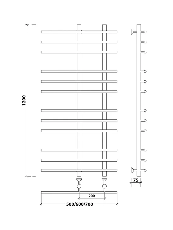 Водяной полотенцесушитель Secado Турин 3 из нержавеющей стали