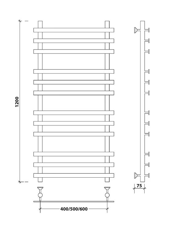 Водяной полотенцесушитель Secado Понтида + из нержавеющей стали