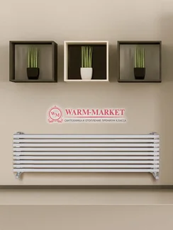 Trento 446х1400 – горизонтальный широкий дизайнерский полотенцесушитель цвет хром