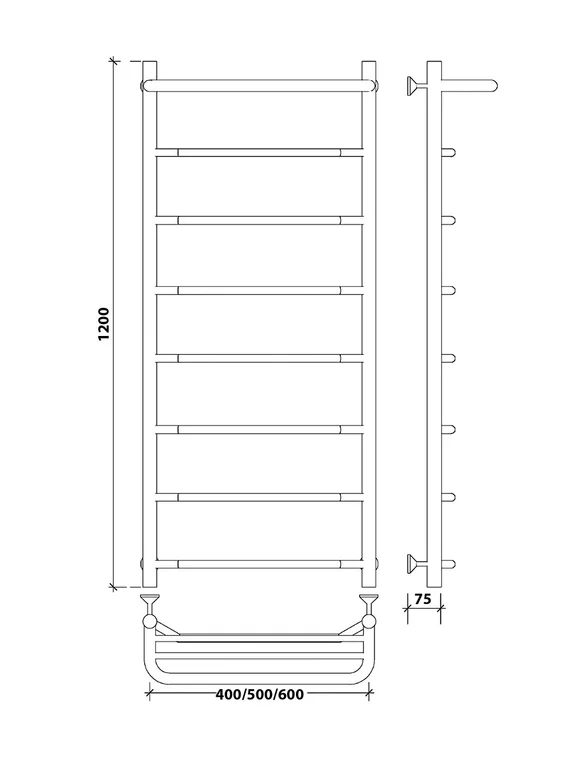 Водяной полотенцесушитель Secado Агата 1 СП из нержавеющей стали