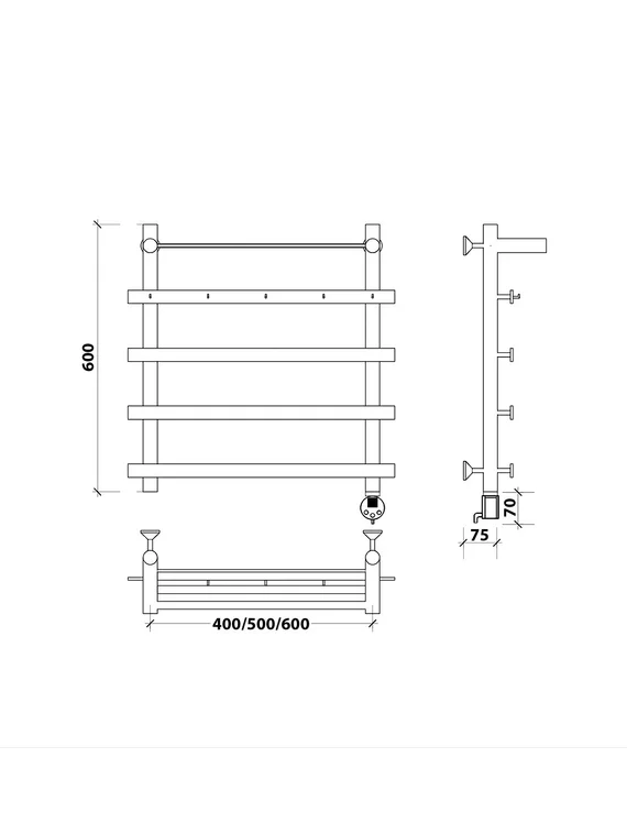 Электрический полотенцесушитель Secado Понтида 1 КСП из нержавеющей стали