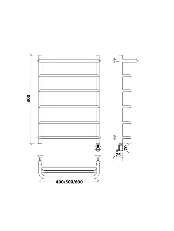 Электрический полотенцесушитель Secado Мерида 1 СП из нержавеющей стали