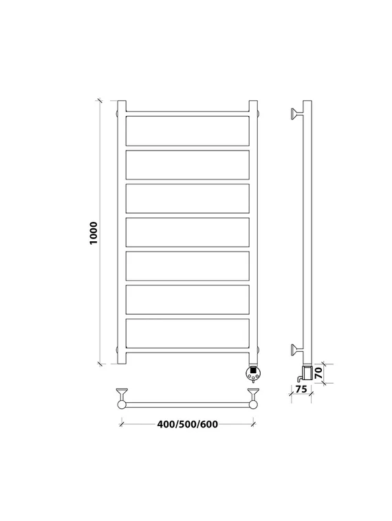 Электрический полотенцесушитель Secado Триада 1 из нержавеющей стали