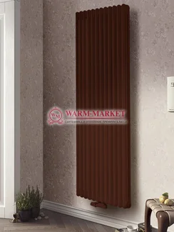 Трубчатый вертикальный радиатор Dia Norm 3180 трехтрубный с нижним центральным подключением коричневого цвета